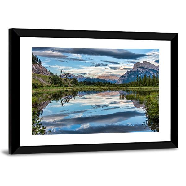 Reflection Of Dramatic Dark Clouds In Vermilion Lake Canvas Wall Art-3 Horizontal-Gallery Wrap-25" x 16"-Tiaracle