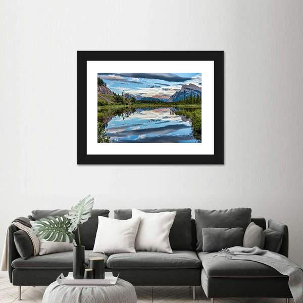 Reflection Of Dramatic Dark Clouds In Vermilion Lake Canvas Wall Art-3 Horizontal-Gallery Wrap-25" x 16"-Tiaracle