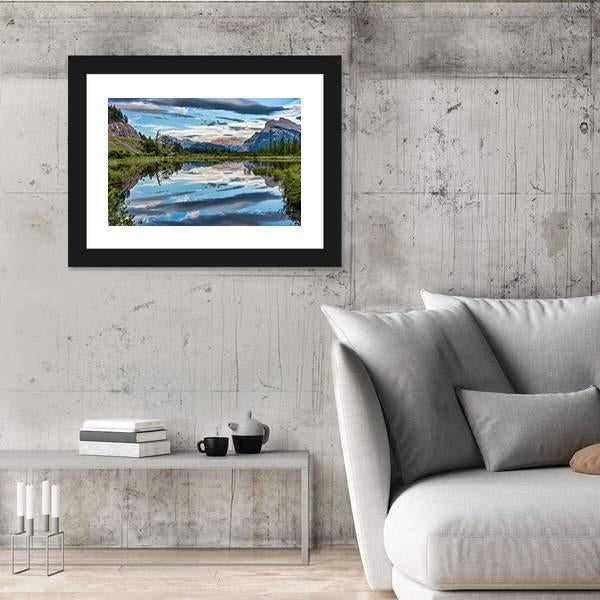 Reflection Of Dramatic Dark Clouds In Vermilion Lake Canvas Wall Art-3 Horizontal-Gallery Wrap-25" x 16"-Tiaracle
