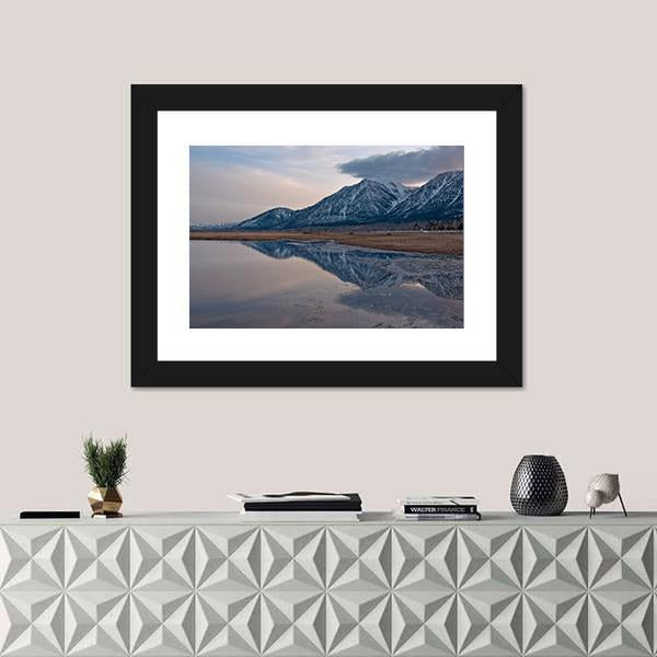 Reflection Of Jobs Peak At Sunset From Carson Valley Canvas Wall Art-1 Piece-Framed Print-20" x 16"-Tiaracle