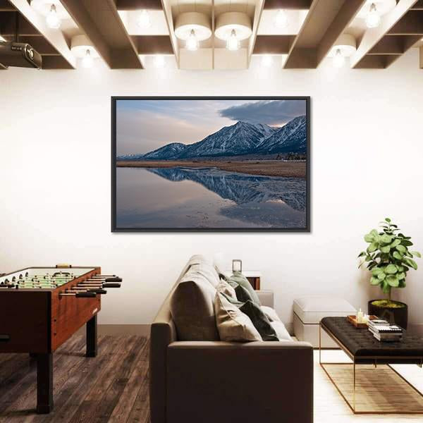 Reflection Of Jobs Peak At Sunset From Carson Valley Canvas Wall Art-5 Horizontal-Gallery Wrap-22" x 12"-Tiaracle