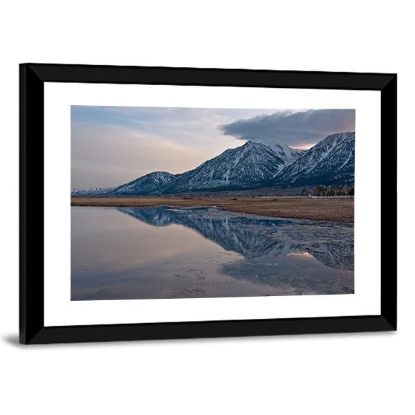 Reflection Of Jobs Peak At Sunset From Carson Valley Canvas Wall Art-5 Horizontal-Gallery Wrap-22" x 12"-Tiaracle
