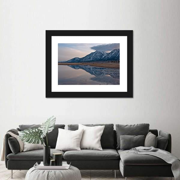 Reflection Of Jobs Peak At Sunset From Carson Valley Canvas Wall Art-5 Horizontal-Gallery Wrap-22" x 12"-Tiaracle