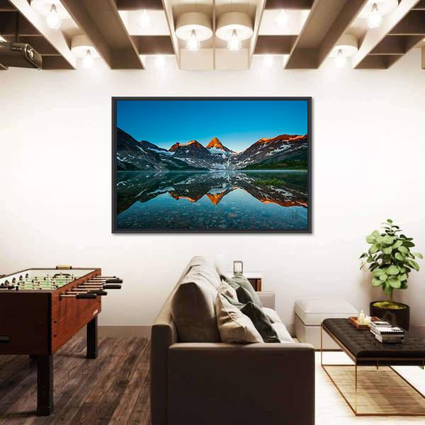 Reflection Of Mount Assiniboine Canvas Wall Art-5 Horizontal-Gallery Wrap-22" x 12"-Tiaracle