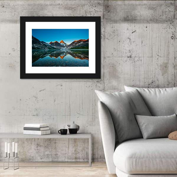 Reflection Of Mount Assiniboine Canvas Wall Art-5 Horizontal-Gallery Wrap-22" x 12"-Tiaracle
