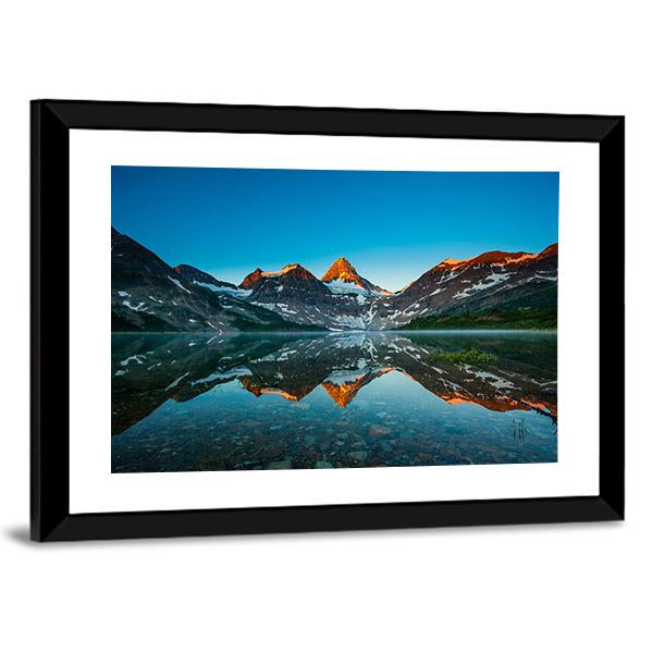 Reflection Of Mount Assiniboine On Magog Lake Canvas Wall Art-3 Horizontal-Gallery Wrap-25" x 16"-Tiaracle