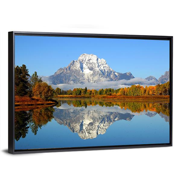 Reflection Of Mountain Range In Lake Canvas Wall Art-5 Horizontal-Gallery Wrap-22" x 12"-Tiaracle