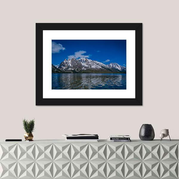 Reflection Of Mountains On Jackson Lake Canvas Wall Art-1 Piece-Framed Print-20" x 16"-Tiaracle
