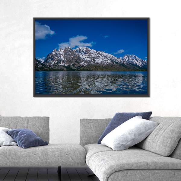 Reflection Of Mountains On Jackson Lake Canvas Wall Art-3 Horizontal-Gallery Wrap-25" x 16"-Tiaracle