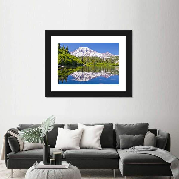 Reflection Of Mt Rainier From Bench Lake Canvas Wall Art-5 Horizontal-Gallery Wrap-22" x 12"-Tiaracle