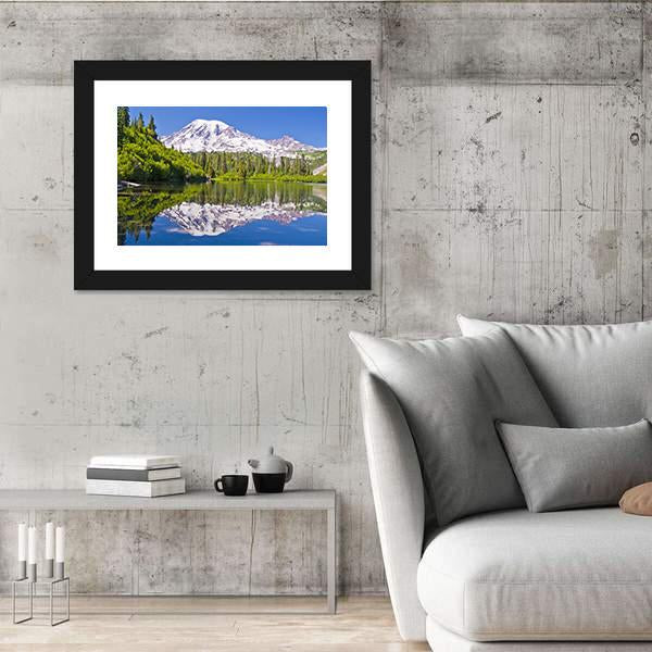 Reflection Of Mt Rainier From Bench Lake Canvas Wall Art-3 Horizontal-Gallery Wrap-25" x 16"-Tiaracle