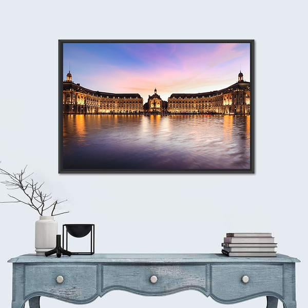 Reflection Of Place De La Bourse In Bordeaux Canvas Wall Art-1 Piece-Floating Frame-24" x 16"-Tiaracle