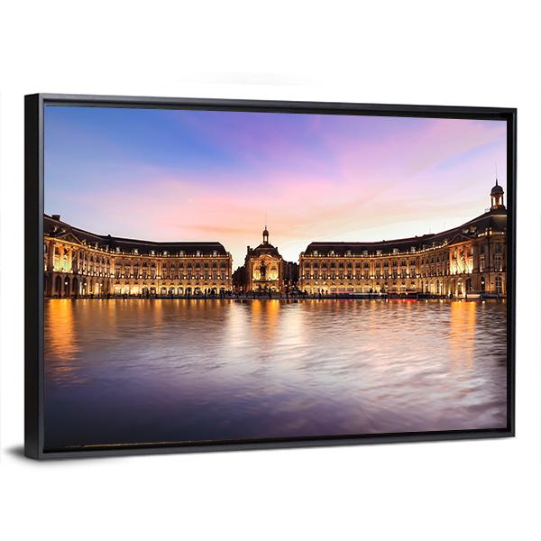 Reflection Of Place De La Bourse In Bordeaux Canvas Wall Art-3 Horizontal-Gallery Wrap-25" x 16"-Tiaracle