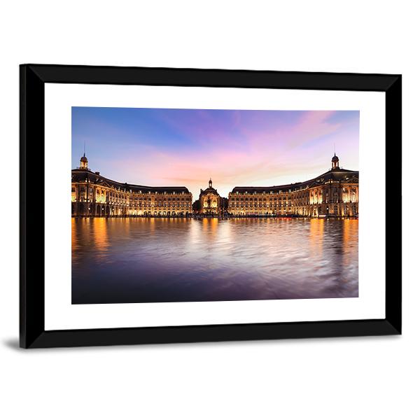 Reflection Of Place De La Bourse In Bordeaux Canvas Wall Art-3 Horizontal-Gallery Wrap-25" x 16"-Tiaracle