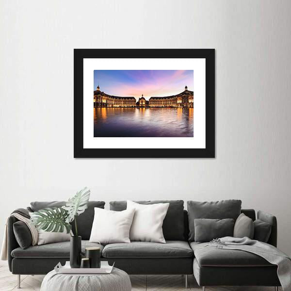 Reflection Of Place De La Bourse In Bordeaux Canvas Wall Art-3 Horizontal-Gallery Wrap-25" x 16"-Tiaracle