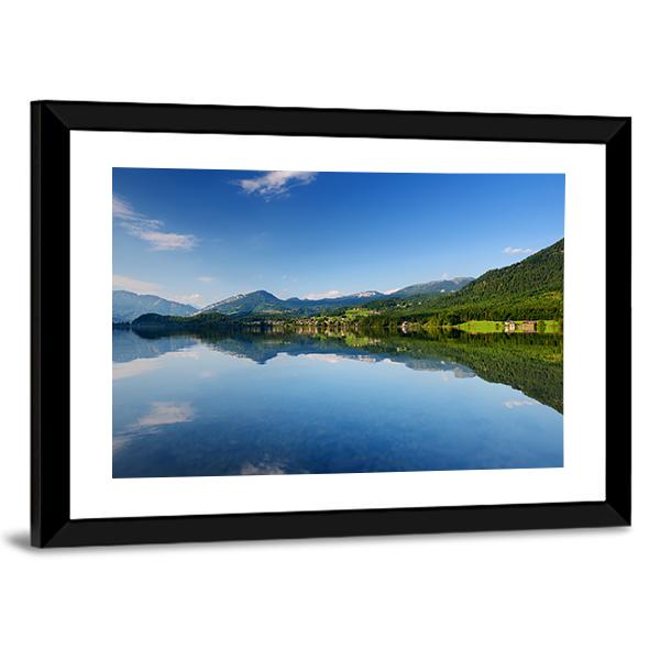 Reflections In Calm Waters Of Hallstatt Lake Canvas Wall Art-3 Horizontal-Gallery Wrap-25" x 16"-Tiaracle