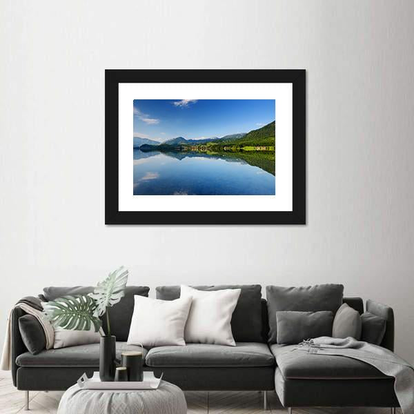 Reflections In Calm Waters Of Hallstatt Lake Canvas Wall Art-3 Horizontal-Gallery Wrap-25" x 16"-Tiaracle