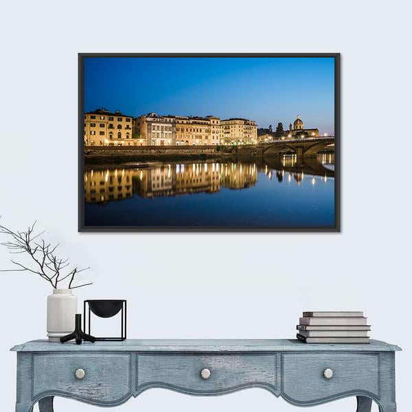 Reflections In The Arno River Canvas Wall Art-1 Piece-Floating Frame-24" x 16"-Tiaracle