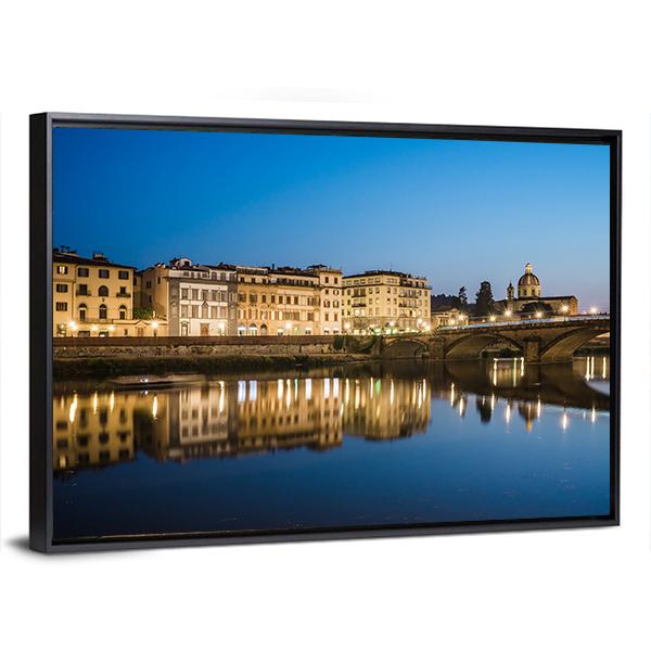 Reflections In The Arno River Canvas Wall Art-3 Horizontal-Gallery Wrap-25" x 16"-Tiaracle