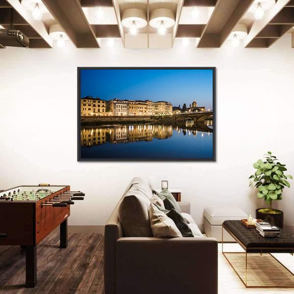Reflections In The Arno River Canvas Wall Art-3 Horizontal-Gallery Wrap-25" x 16"-Tiaracle