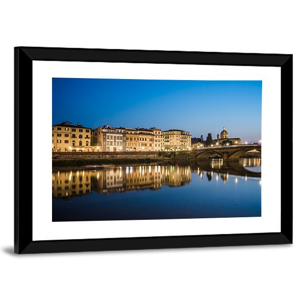 Reflections In The Arno River Canvas Wall Art-3 Horizontal-Gallery Wrap-25" x 16"-Tiaracle