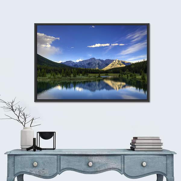 Reflections In The Water At Cascade Ponds Canvas Wall Art-1 Piece-Floating Frame-24" x 16"-Tiaracle