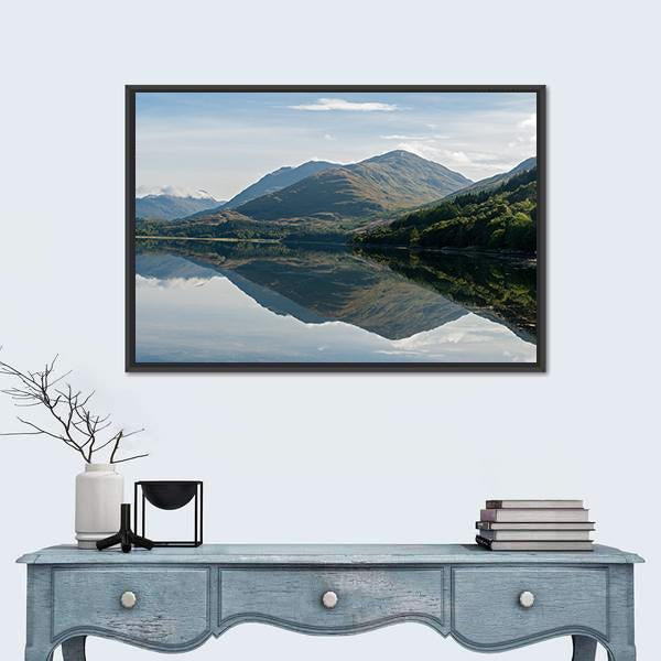 Reflections Of Mountains In Loch Creran Canvas Wall Art-1 Piece-Floating Frame-24" x 16"-Tiaracle