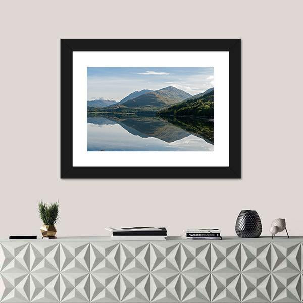 Reflections Of Mountains In Loch Creran Canvas Wall Art-1 Piece-Framed Print-20" x 16"-Tiaracle