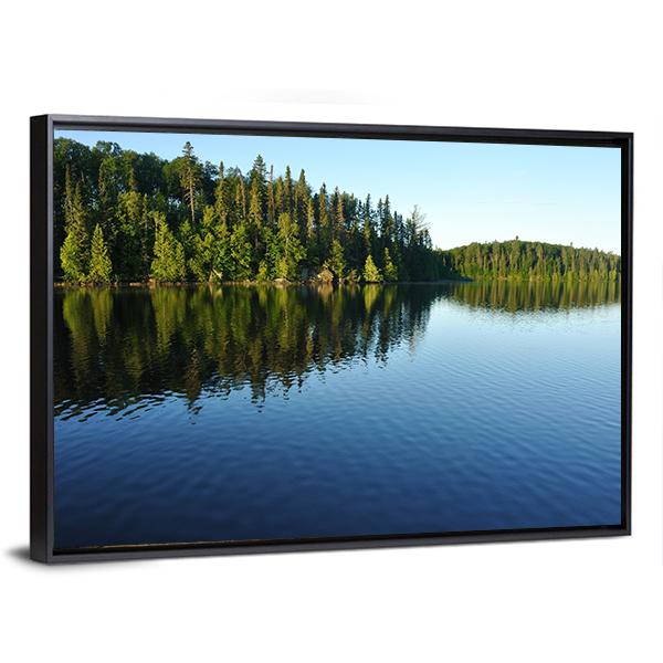 Reflections On The Coniferous Forest On A Wilderness Lake Canvas Wall Art-3 Horizontal-Gallery Wrap-25" x 16"-Tiaracle