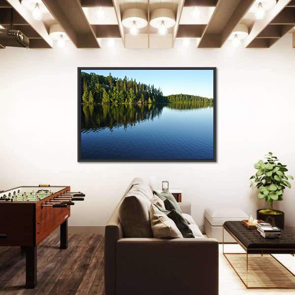 Reflections On The Coniferous Forest On A Wilderness Lake Canvas Wall Art-3 Horizontal-Gallery Wrap-25" x 16"-Tiaracle