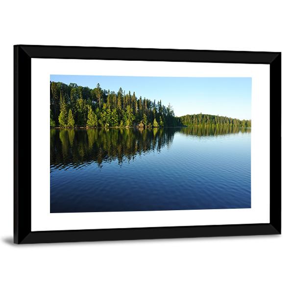 Reflections On The Coniferous Forest On A Wilderness Lake Canvas Wall Art-3 Horizontal-Gallery Wrap-25" x 16"-Tiaracle