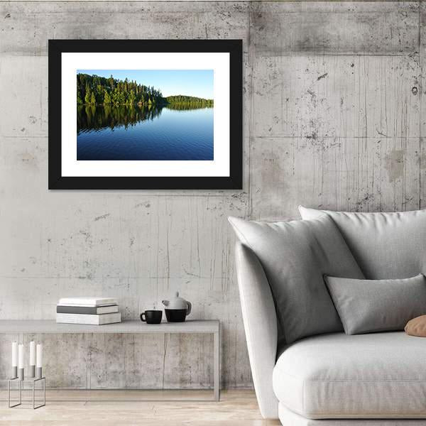 Reflections On The Coniferous Forest On A Wilderness Lake Canvas Wall Art-3 Horizontal-Gallery Wrap-25" x 16"-Tiaracle