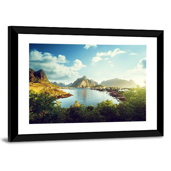 Reine Village In Lofoten Islands Norway Canvas Wall Art-5 Horizontal-Gallery Wrap-22" x 12"-Tiaracle
