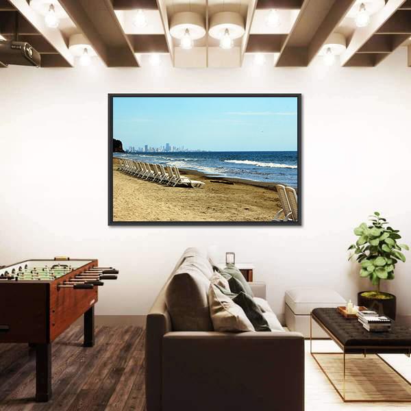 Relax On The Beach Of Cartagena De Indias Canvas Wall Art-3 Horizontal-Gallery Wrap-25" x 16"-Tiaracle