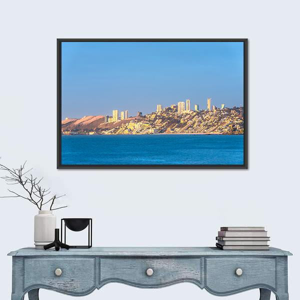 Renaca Resort Town At Valparaiso Region Canvas Wall Art-1 Piece-Floating Frame-24" x 16"-Tiaracle
