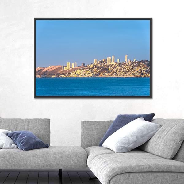 Renaca Resort Town At Valparaiso Region Canvas Wall Art-3 Horizontal-Gallery Wrap-25" x 16"-Tiaracle