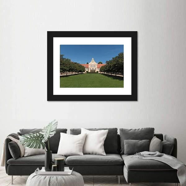 Renaissance Hunting Castle Kranichstein Canvas Wall Art-1 Piece-Framed Print-42" x 14"-Tiaracle