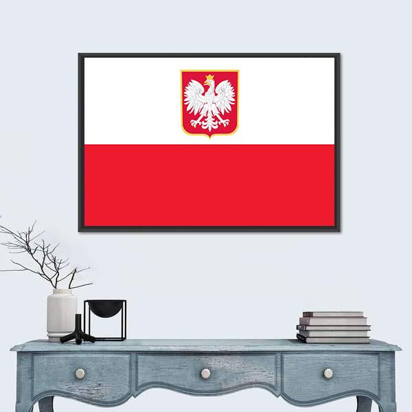 Republic Of Poland Flag Canvas Wall Art-1 Piece-Floating Frame-24" x 16"-Tiaracle