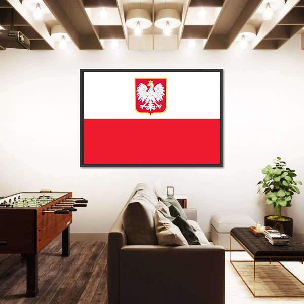 Republic Of Poland Flag Canvas Wall Art-5 Horizontal-Gallery Wrap-22" x 12"-Tiaracle