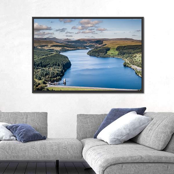 Reservoir In A Mountainous Area Canvas Wall Art-5 Horizontal-Gallery Wrap-22" x 12"-Tiaracle