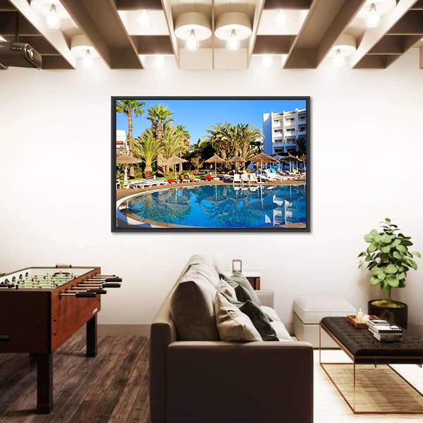 Resort Swimming Pool Canvas Wall Art-3 Horizontal-Gallery Wrap-25" x 16"-Tiaracle