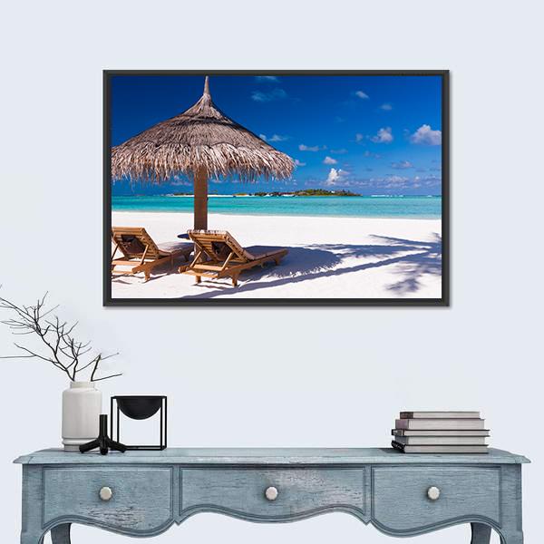 Resting Place On Beach Canvas Wall Art-1 Piece-Floating Frame-24" x 16"-Tiaracle