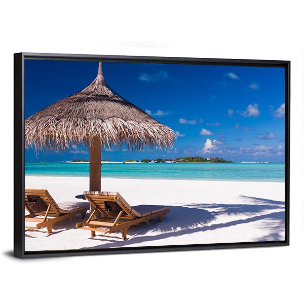 Resting Place On Beach Canvas Wall Art-3 Horizontal-Gallery Wrap-25" x 16"-Tiaracle
