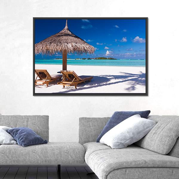Resting Place On Beach Canvas Wall Art-3 Horizontal-Gallery Wrap-25" x 16"-Tiaracle