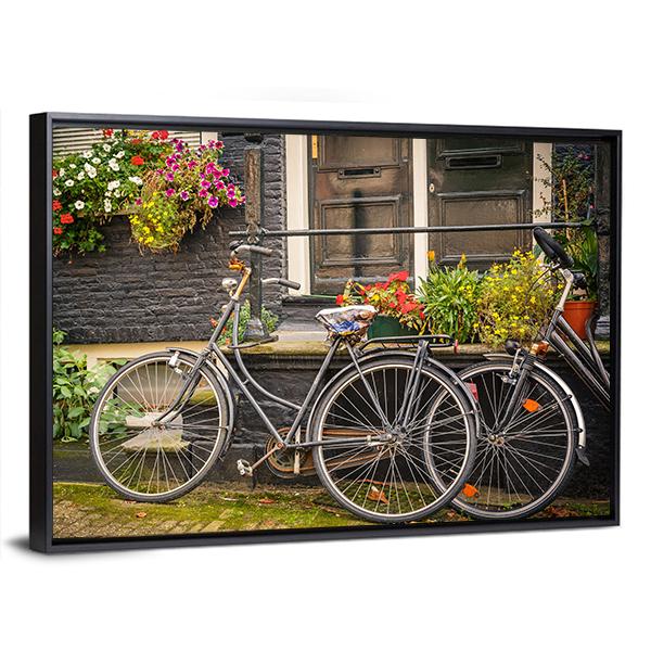Retro Style Bicycles Canvas Wall Art-3 Horizontal-Gallery Wrap-25" x 16"-Tiaracle
