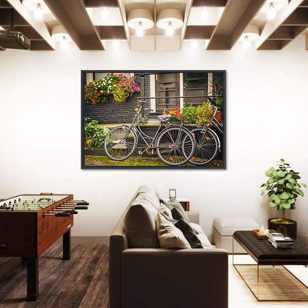 Retro Style Bicycles Canvas Wall Art-3 Horizontal-Gallery Wrap-25" x 16"-Tiaracle