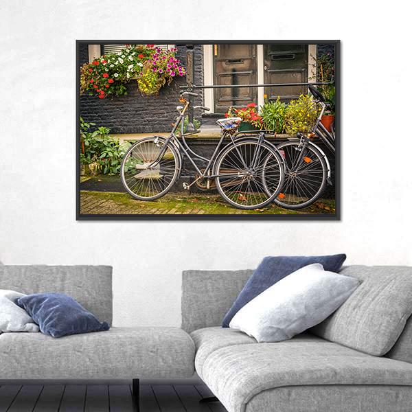 Retro Style Bicycles Canvas Wall Art-3 Horizontal-Gallery Wrap-25" x 16"-Tiaracle