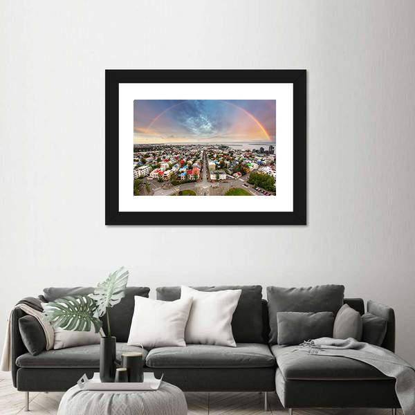 Reykjavik Cityspace In Iceland Canvas Wall Art-5 Horizontal-Gallery Wrap-22" x 12"-Tiaracle