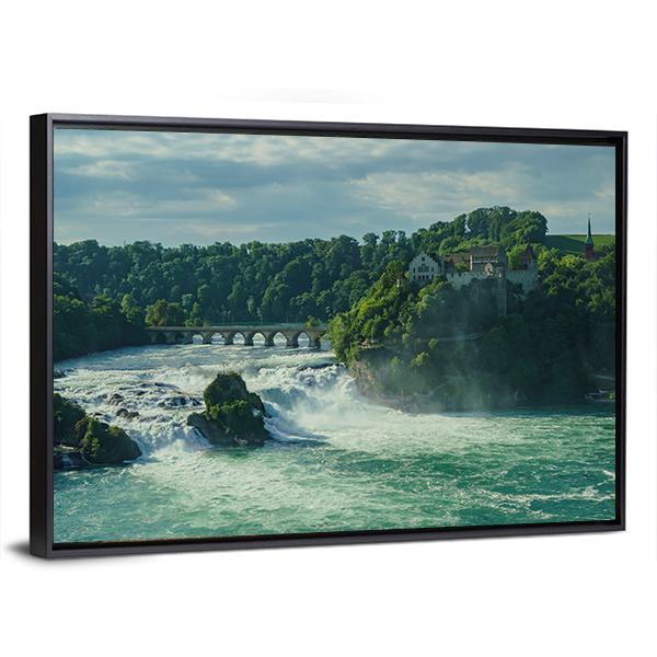 Rhine Falls With Laufen Castle In Zurich Canvas Wall Art-3 Horizontal-Gallery Wrap-25" x 16"-Tiaracle