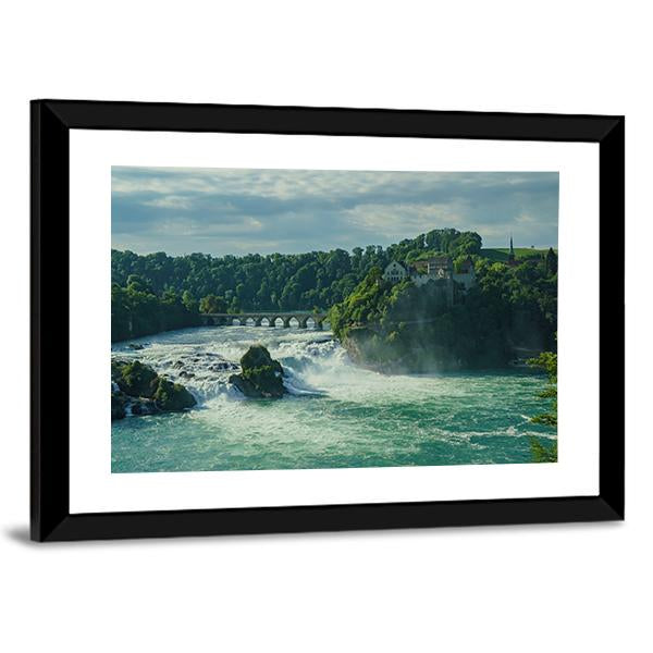 Rhine Falls With Laufen Castle In Zurich Canvas Wall Art-3 Horizontal-Gallery Wrap-25" x 16"-Tiaracle